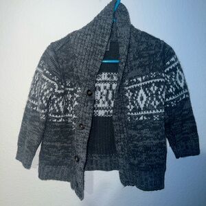 Carter's Gray and White Knit Cardigan